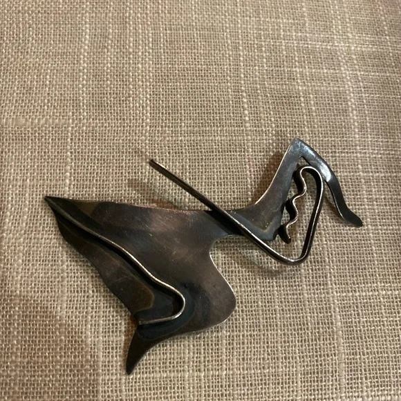 Vintage Brooch Sterling Silver Ed Wiener Signed Artist Piece modernist dancer - Picture 4 of 14